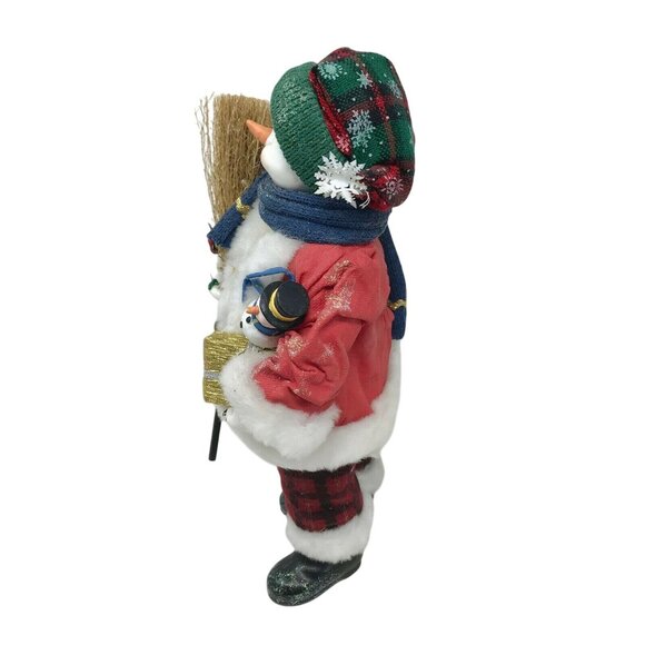 Smiling SNOWMAN with Broom and Bell CHRISTMAS Decor Holidays Xmas - Picture 3 of 9